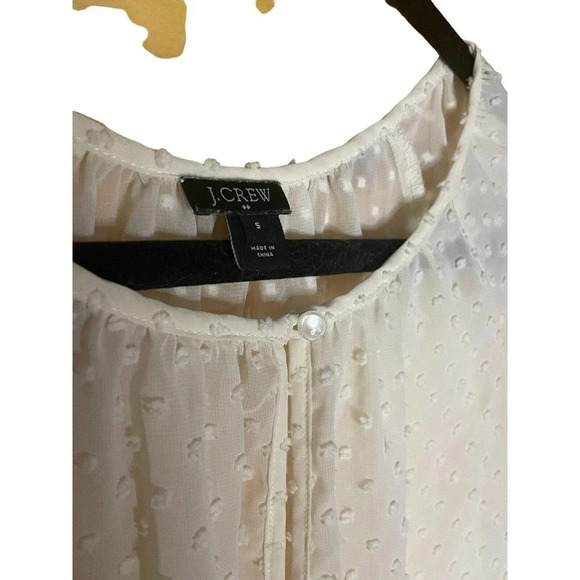 J.Crew Women Ivory Sheer Lightweight Long Sleeve Blouse with Pom Poms Sz Small - Picture 7 of 7